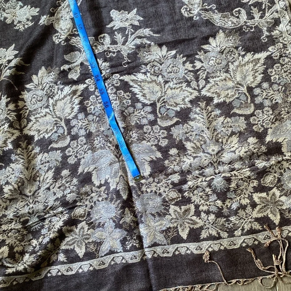 Vintage Floral Wrap/Scarf, Brown/Cream, Reversible